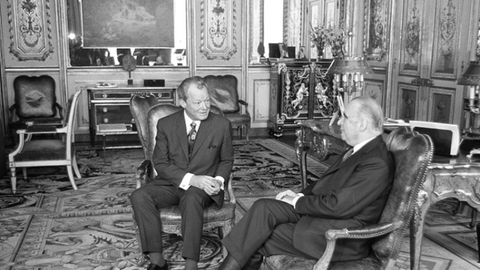 eutsch-französische Regierungsgespräche in Paris: Bundeskanzler Brandt und Staatspräsident Pompidou, 10. Februar 1972. 
