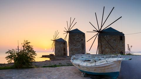 Windmühlen auf der Insel Chios